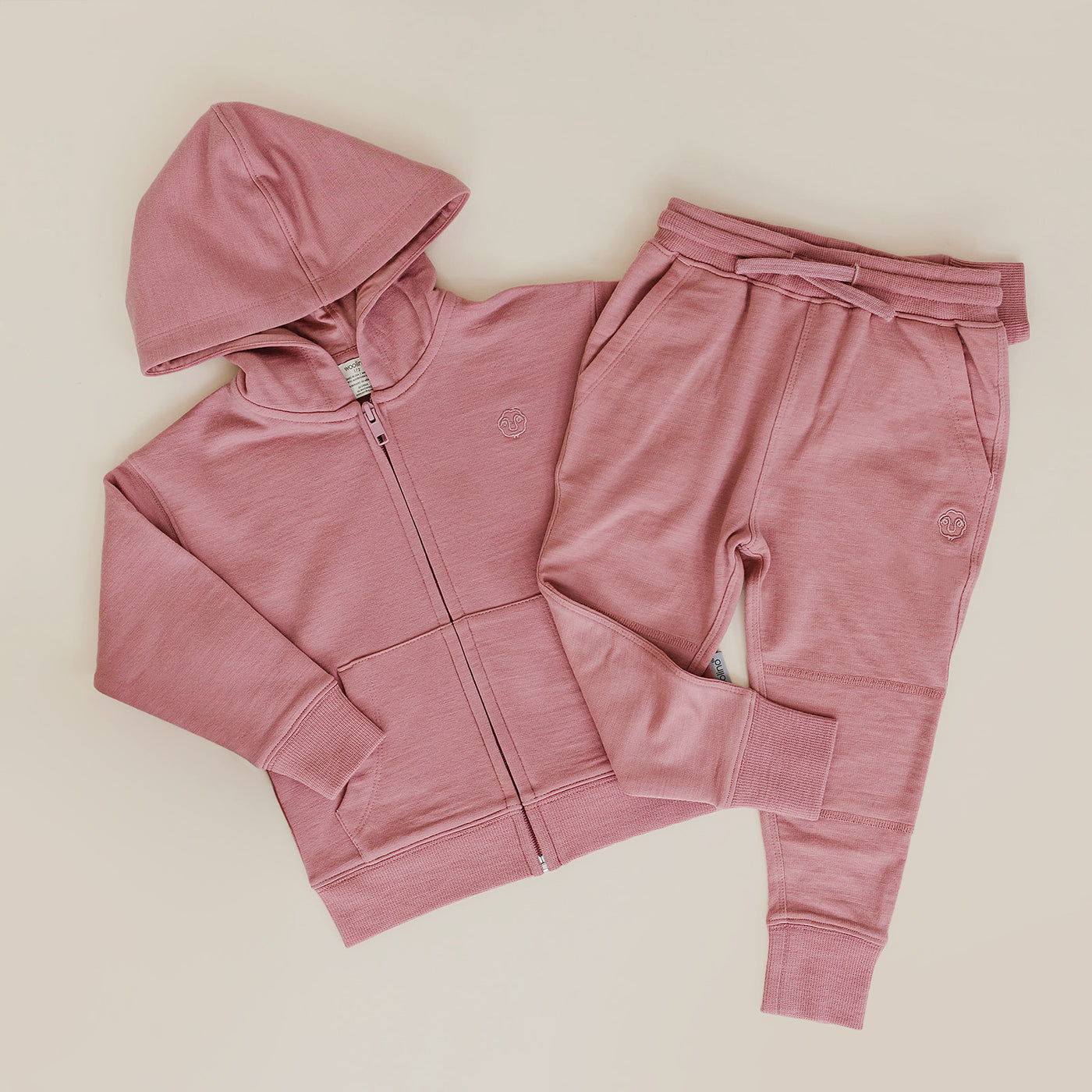 Kids Merino Wool Joggers, Mauve Pink