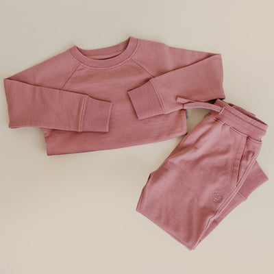 Kids Merino Wool Crew Neck Sweatshirt, Mauve Pink