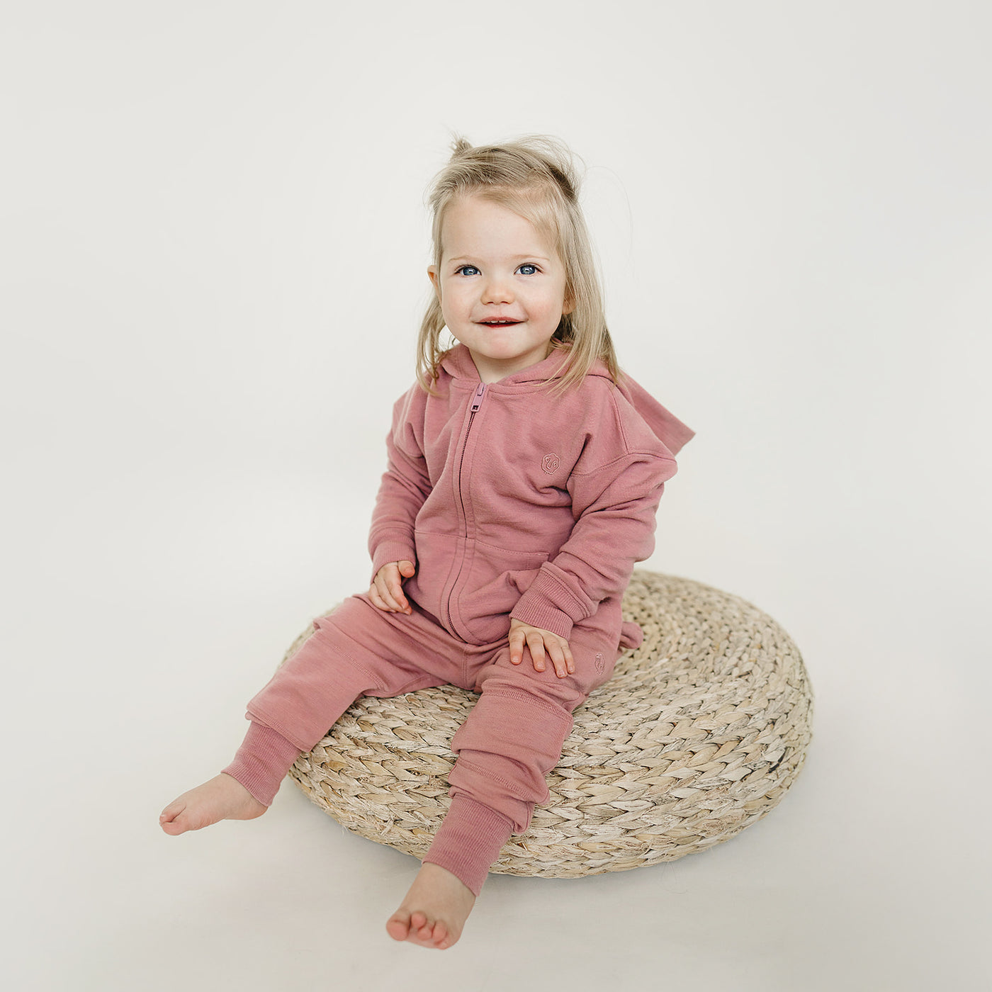 Kids Merino Wool Hoodie, Mauve Pink