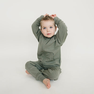 Kids Merino Wool Joggers, Olive