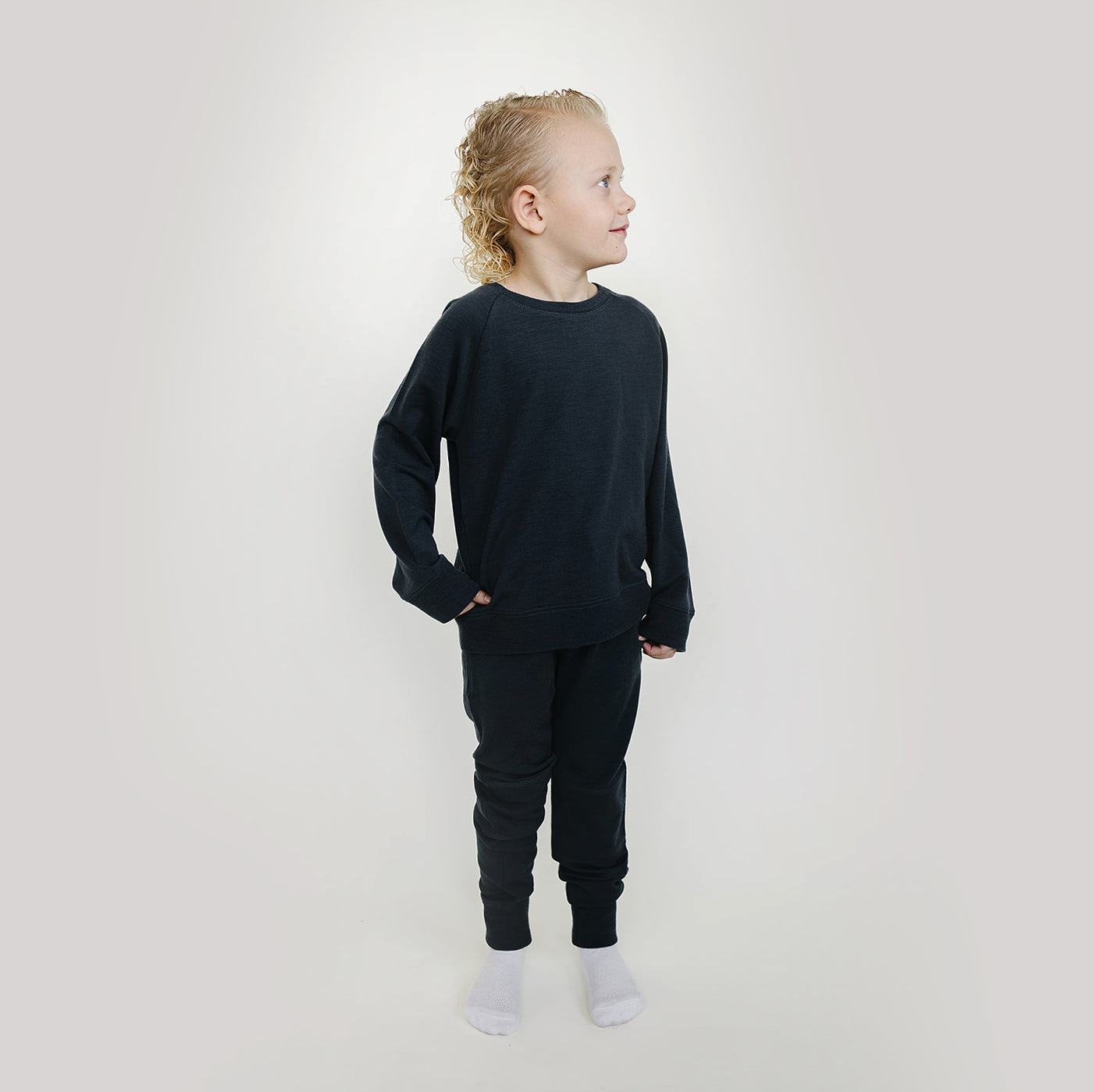 Kids Merino Wool Joggers, Blueberry