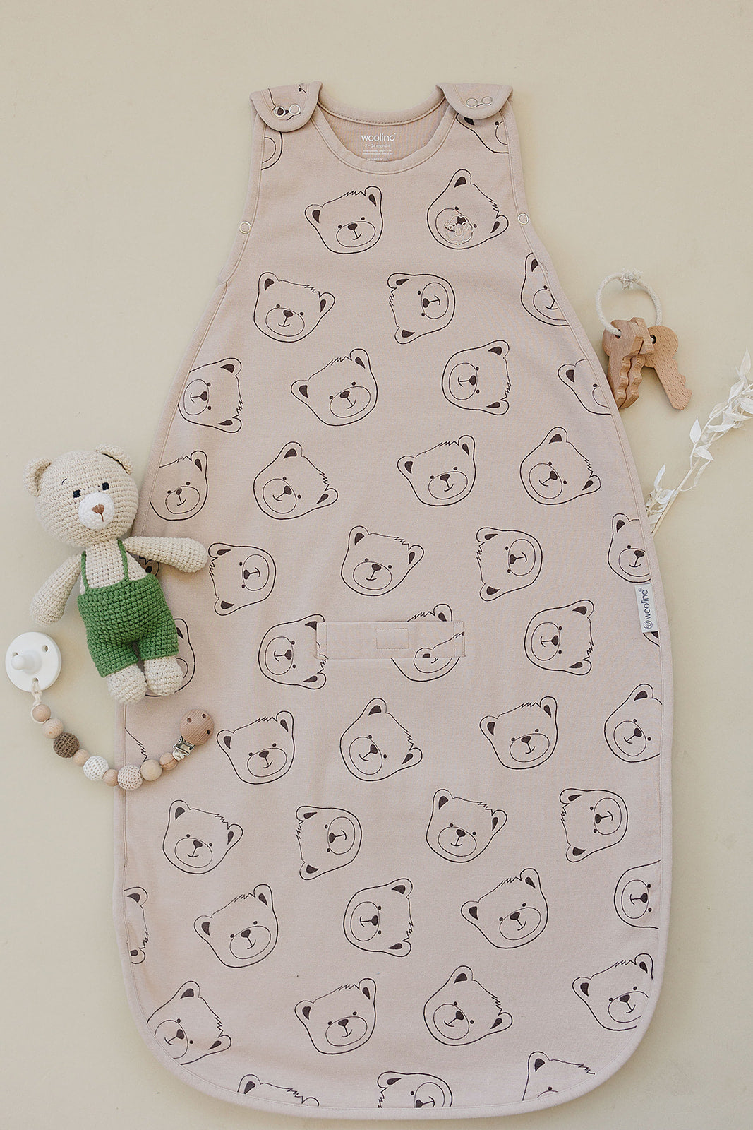 4 Season® Ultimate Baby Sleep Bag, Merino Wool & Organic Cotton, Teddy Bear