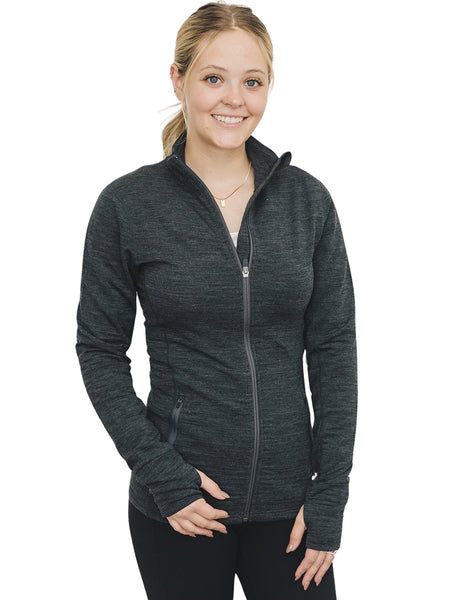 Women's Merino Natural Fleece Full-Zip Jacket, Charcoal Gray – Woolino