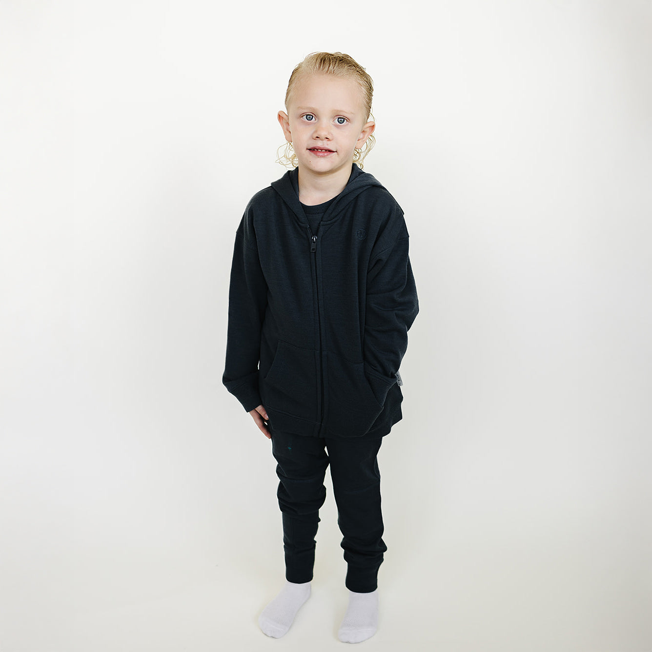 Kids Merino Wool Hoodie, Blueberry