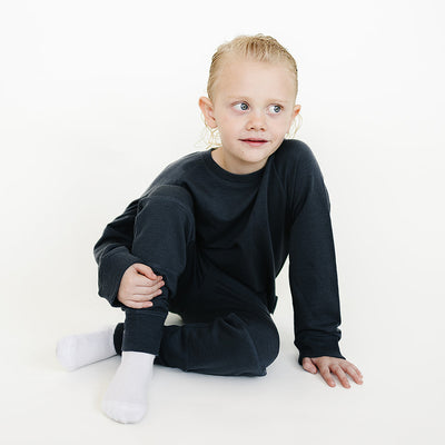 Kids Merino Wool Joggers, Blueberry