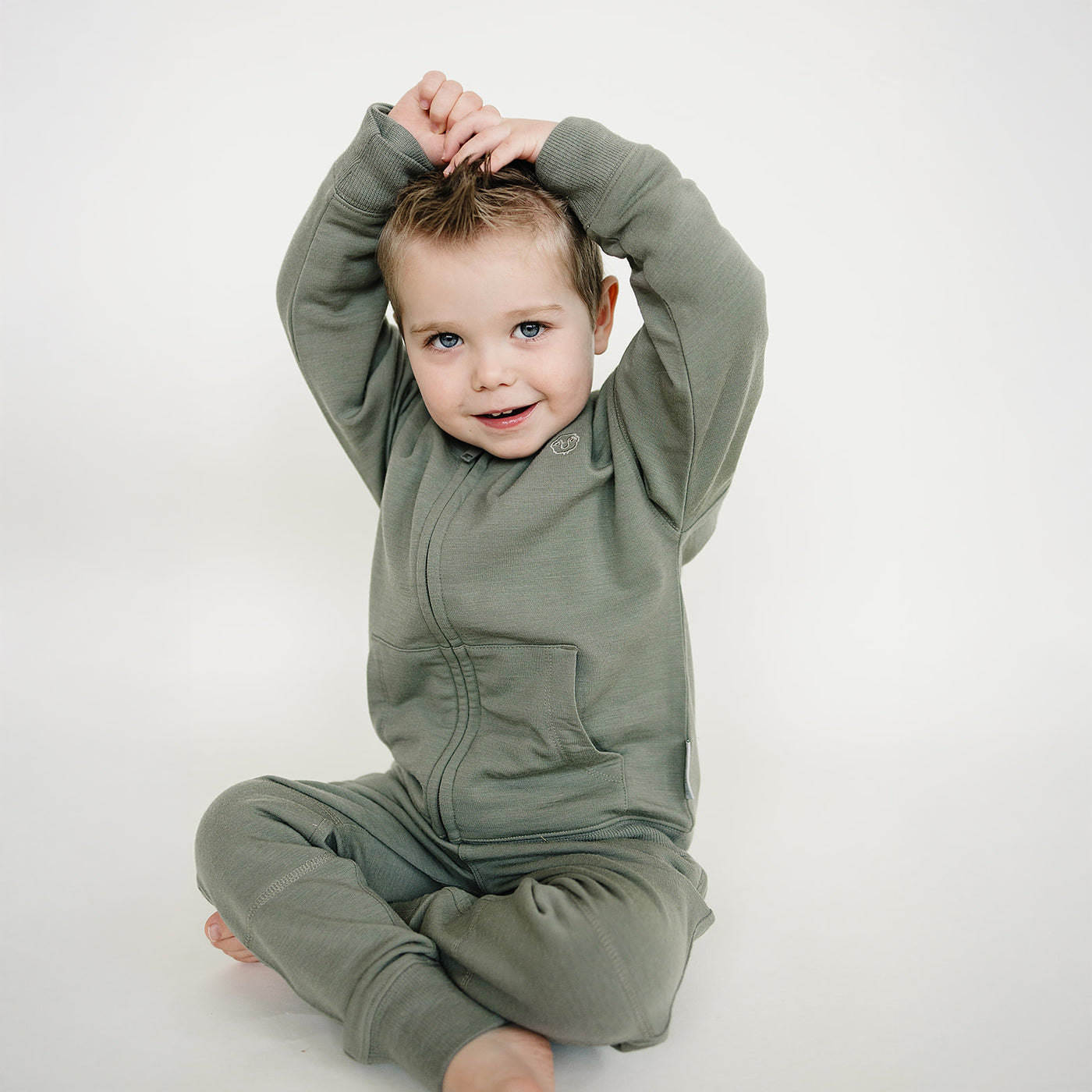 Kids Merino Wool Joggers, Olive